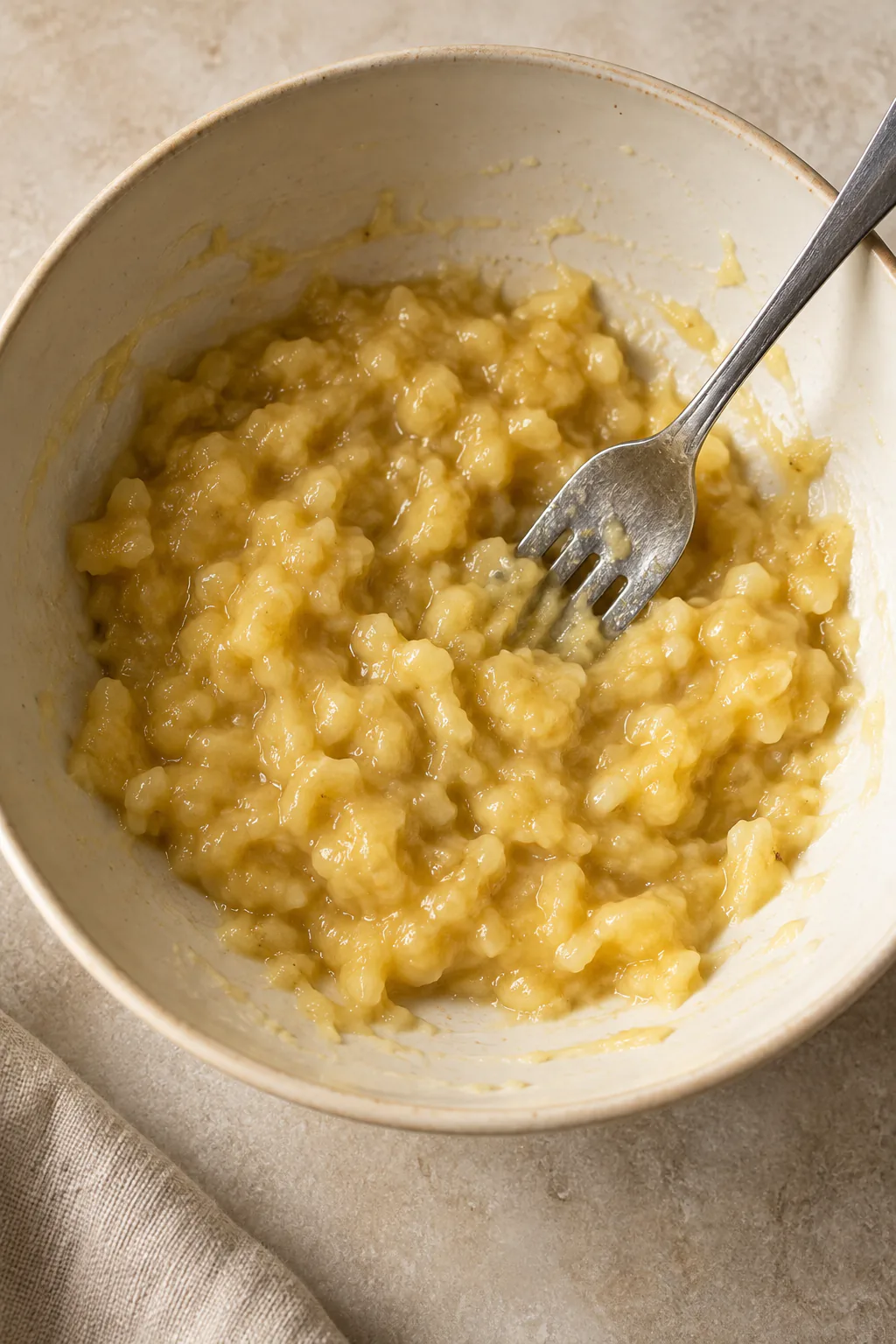 Mashed bananas with small soft pieces